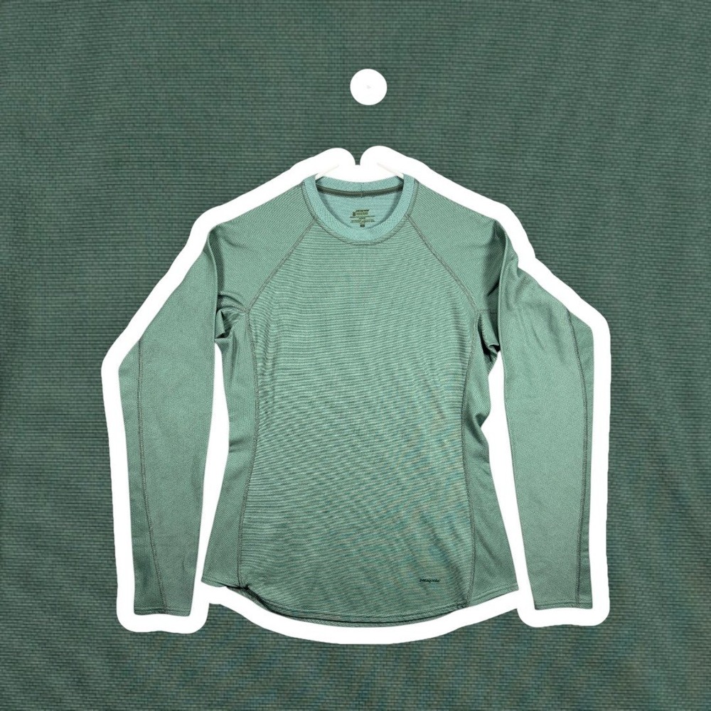 Patagonia Capilene 3 Midweight Crew Base Layer Shirt Womens Large Green L/S Top